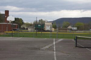 basketball court, tennis court, and ball field