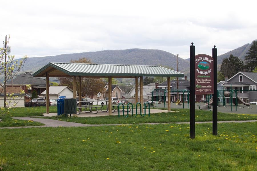 pavilion behind sign for Jack Bailey Playground