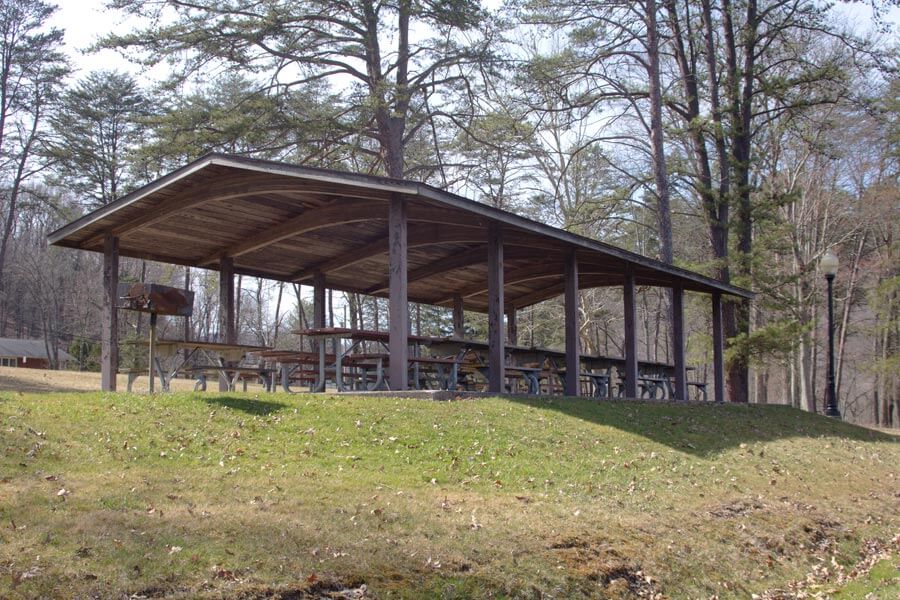 pavilion with picnic tables
