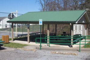 pavilion with picnic tables
