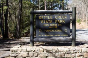 Kettle Creek State Park sign
