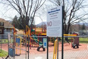 Oak Grove Park sign and playground