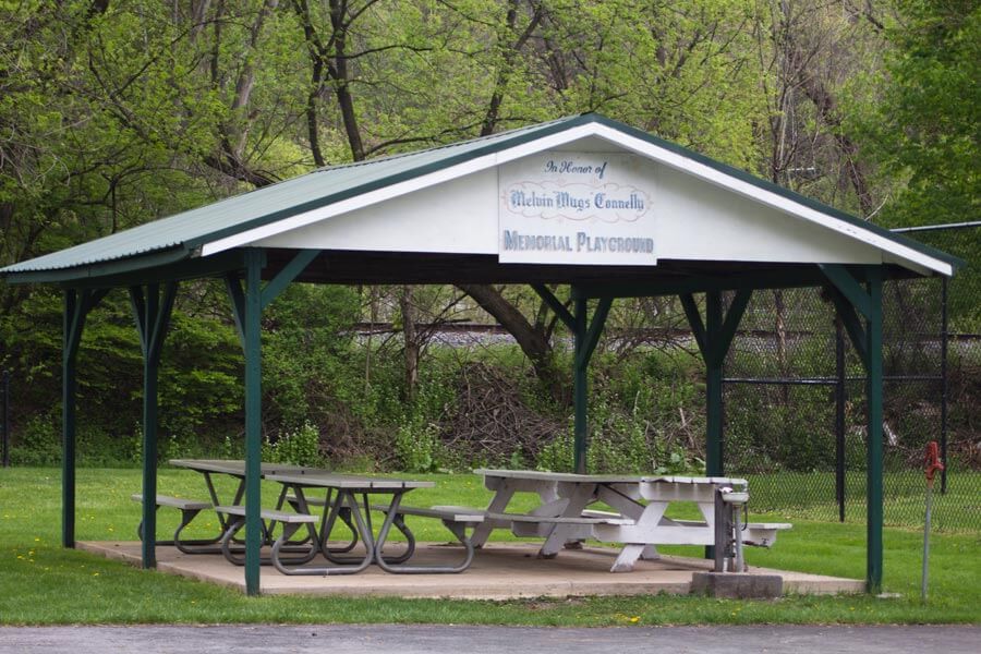 pavilion with picnic tables