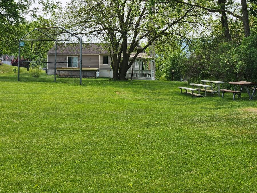 ball field and bleachers