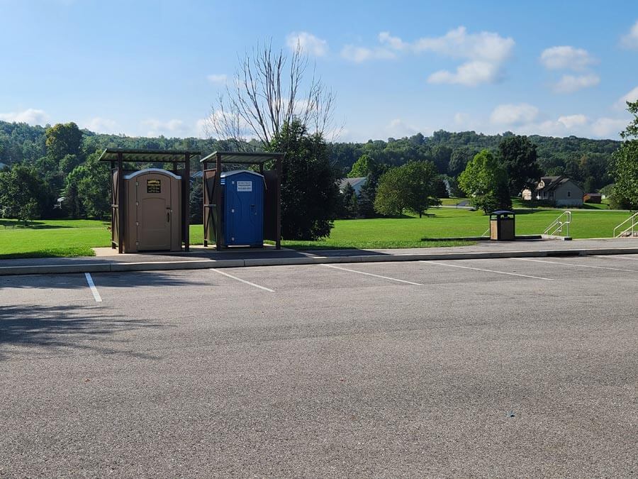 parking lot and port-a-potties