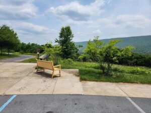 bench overlooking mountains