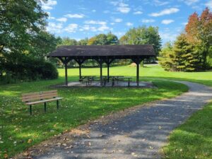 bench and pavilion