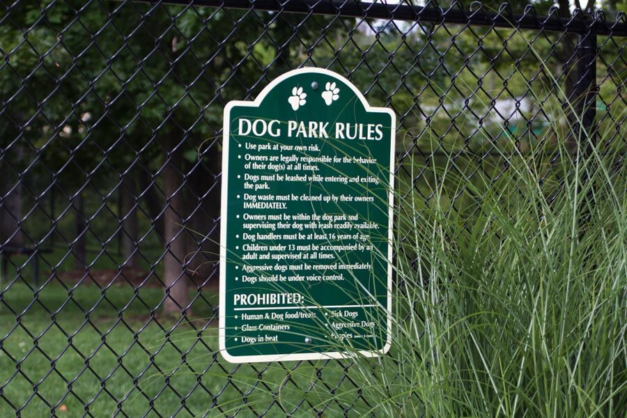 dog park rules sign