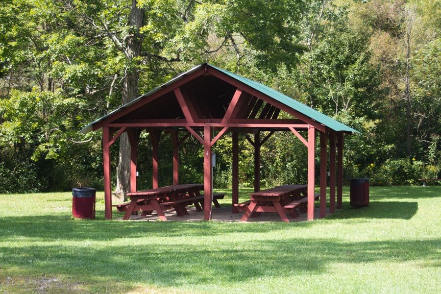 pavilion with picnic tables