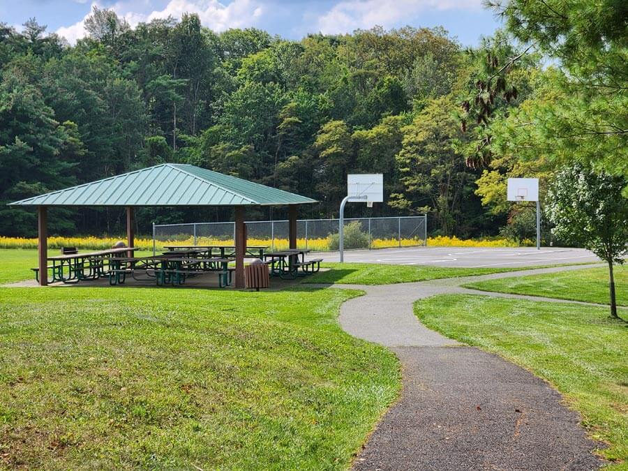 pavilion and basketball court.