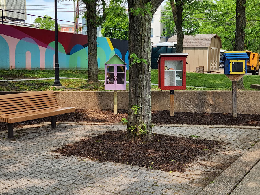 3 free little libraries.