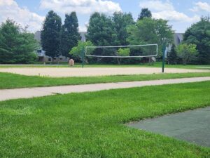 beach volleyball court.