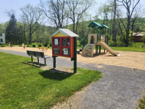 free little library and playground.