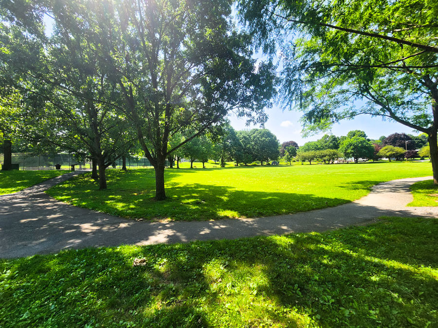 path and green space.
