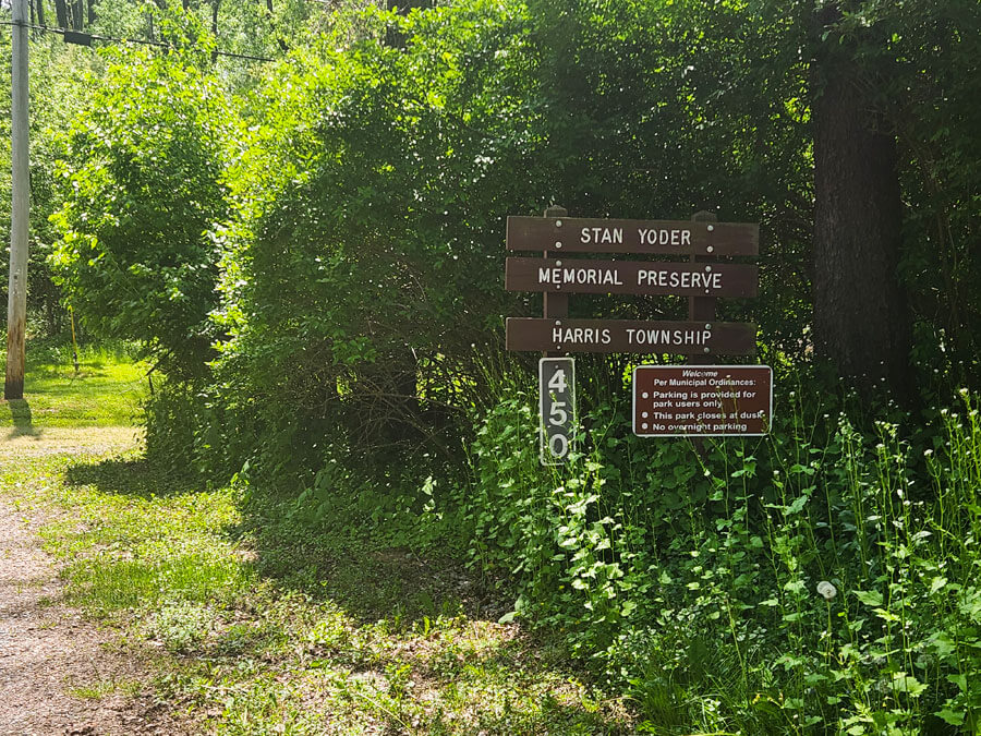 Stan Yoder Memorial Preserve sign.