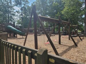 playground with swings.