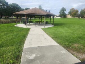 pavilion with tables.