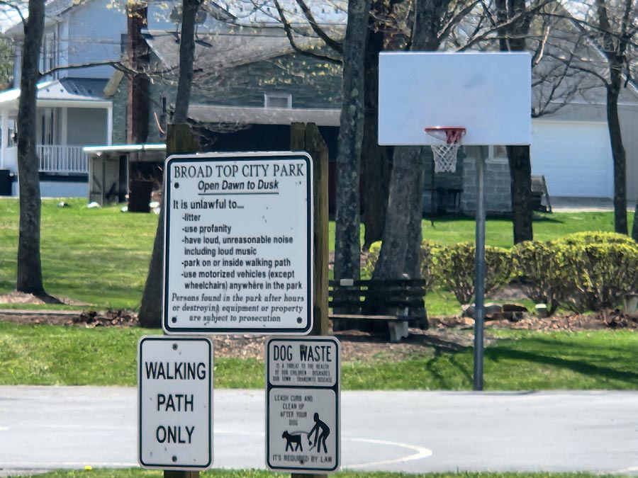 Broad Top City Park sign.