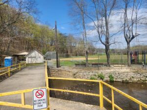 ball field across bridge.