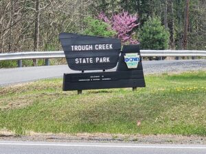 Trough Creek State Park sign.