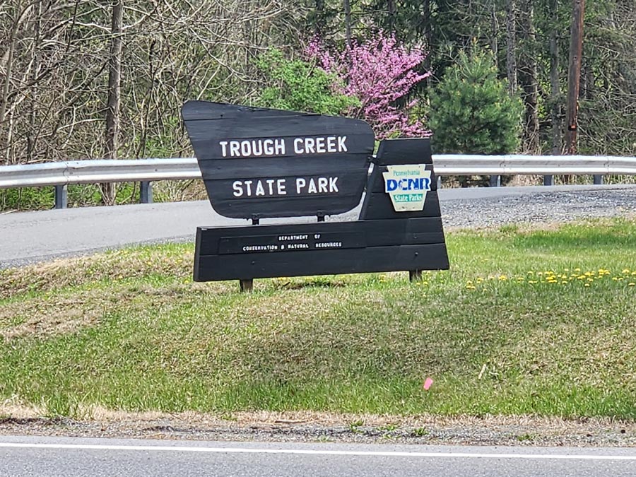 Trough Creek State Park sign.