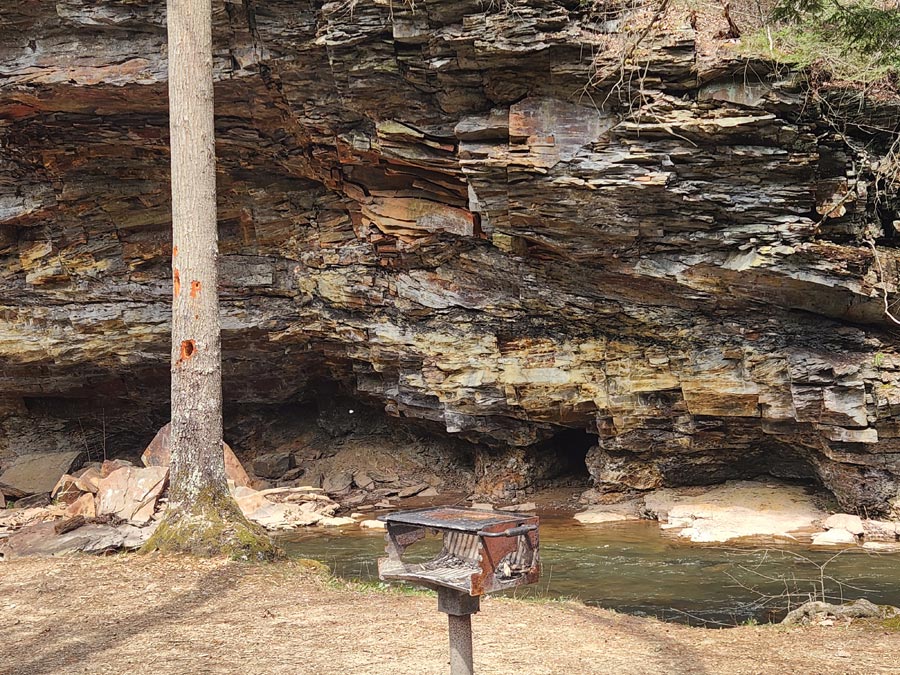 Geologic rock wall outcrop.