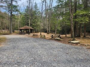 picnic tables and pavilion.