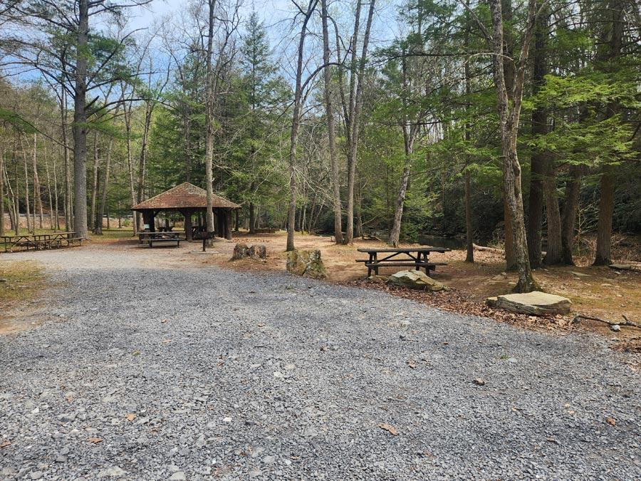 picnic tables and pavilion.