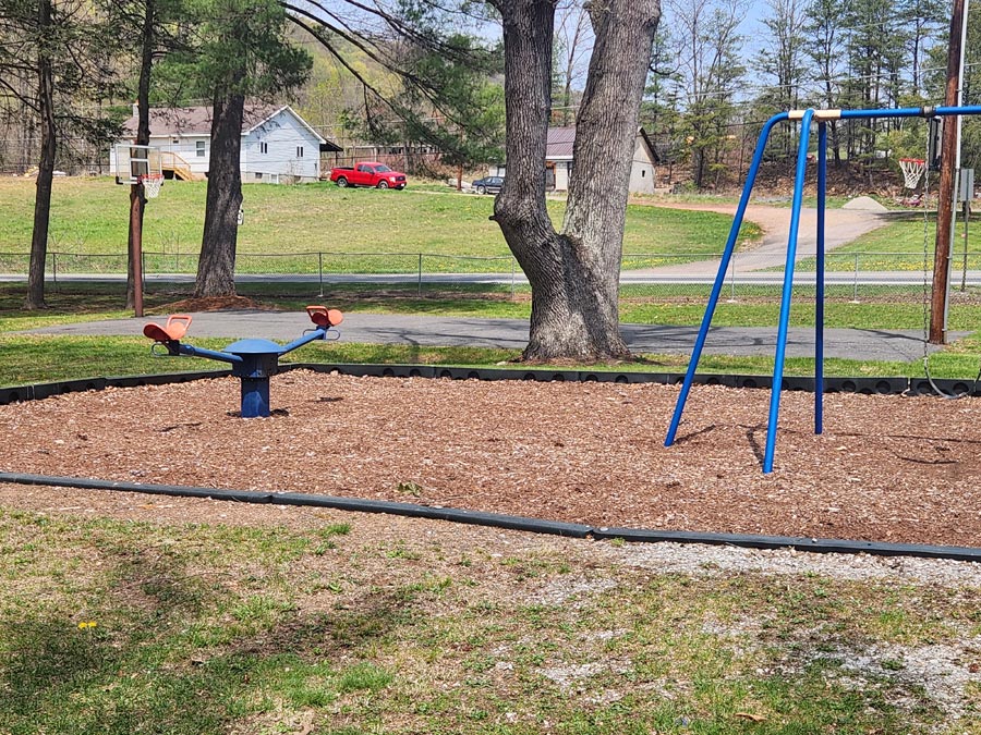 see-saw and swings.