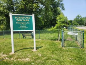 Portstown Dog Park sign.