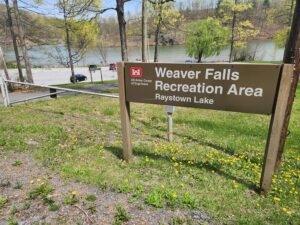 Weavers Falls Recreation Area sign.