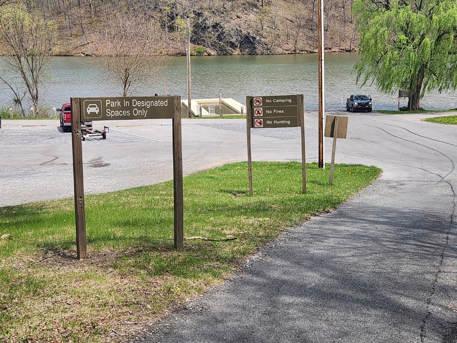 road down to parking lot.